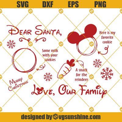 Dear Santa Merry Christmas Placemat Tray SVG Disney Christmas Placemat