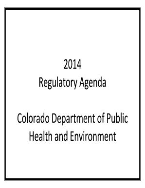 Fillable Online Colorado 2014 Regulatory Agenda Colorado Department Of