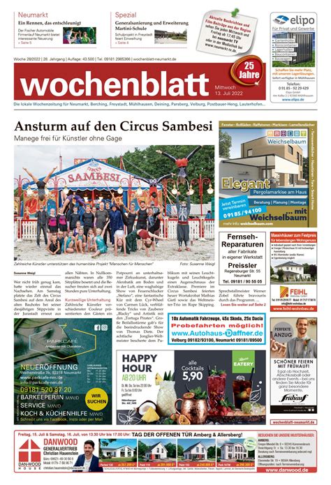 Das Wochenblatt Neumarkt Vom 13 Juli 2022 Als E Paper Wochenblatt