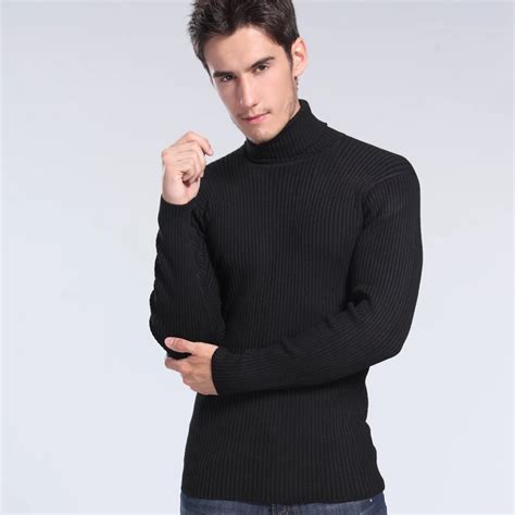 New 2014 Mens Turtleneck Knitted Sweater Thick Man Pullover Slim Turtlenecks Wool Sweater Men