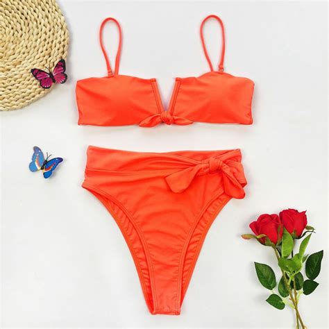 Conjunto De Bikini Liso Para Mujer Traje De Ba O Brasile O Sexy Top