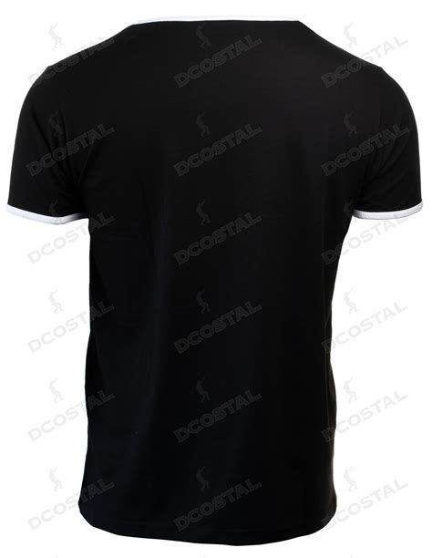 Camiseta Manga Corta Costalero Negra Filo Blanco Cuello Amplio