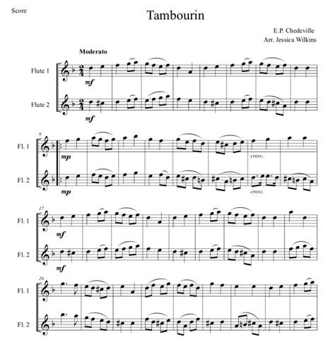 Chedeville Tambourin – Flute Duet (Digital Download) – JDW Sheet Music