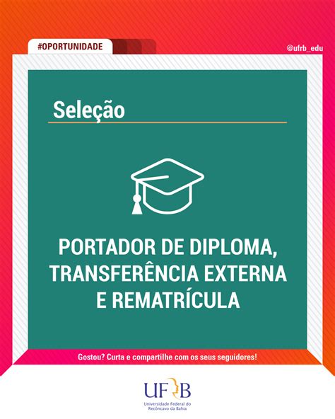 UFRB abre seleção para transferência externa portador de diploma e