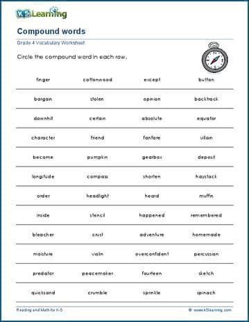 compound words worksheets  learning
