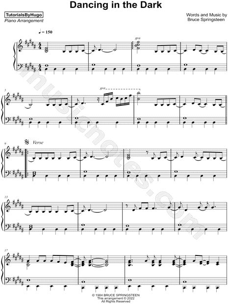 Tutorialsbyhugo Dancing In The Dark Sheet Music Piano Solo In B Major Download And Print