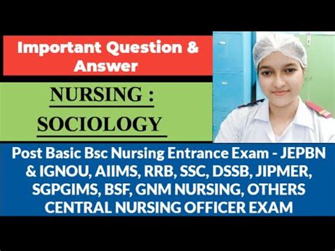 Mcq Sociology For Post Basic Bsc Nursing Entrance Exam Jepbn Ignou