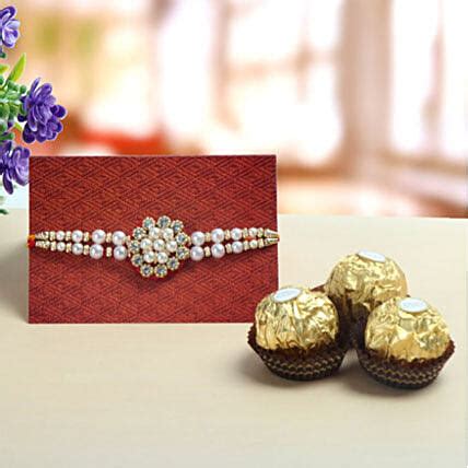 Rakhi With 3 Pc Ferrero Usa Gift Rakhi With 3 Pc Ferrero FNP