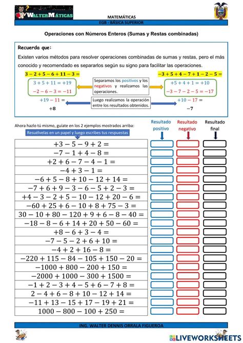 Operaciones Con Numeros Enteros Ejercicios Hot Sex Picture