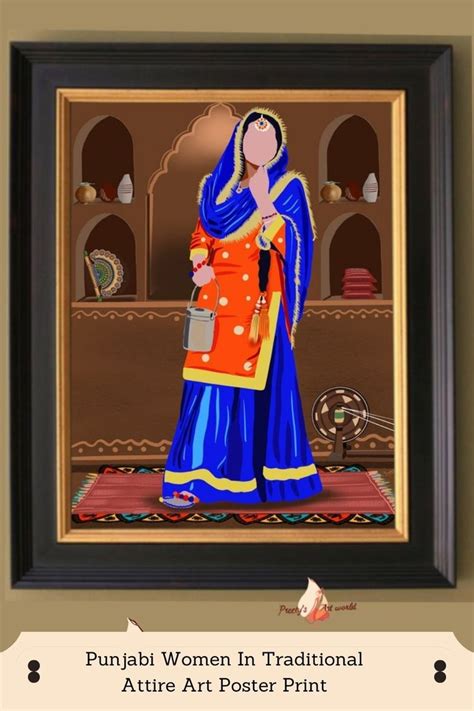 Punjabi Women in Traditional Attire Art Poster Print I Indian Ethnic ...