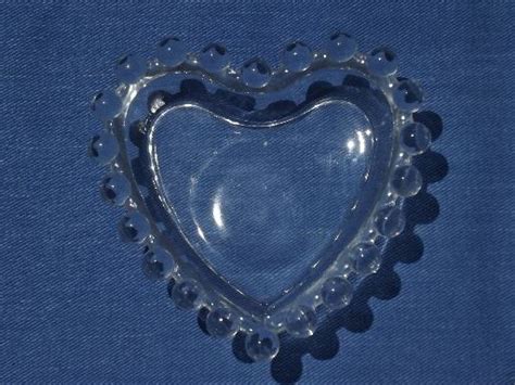 Vintage Candlewick Glass Heart Shaped Dishes A Pair Of Hearts