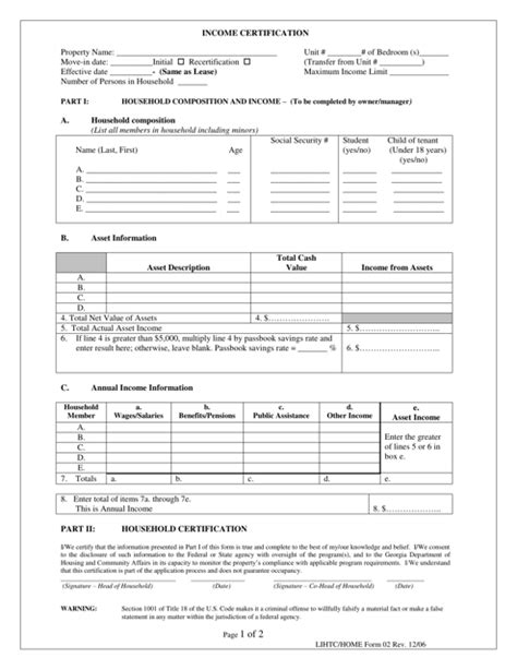 Lihtc Income Calculation Worksheet