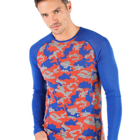 Merino Wool Men S Asker Long Sleeve Tee Shirts Top Base Layer Blue Military Camouflage Design