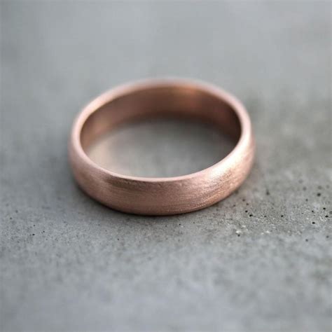 Rose Gold Men's Wedding Band, Brushed Matte Men's 5mm Low Dome Recycled ...