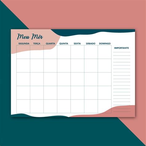 Planner De Mesa Mensal Arquivo Digital Produtos Elo7