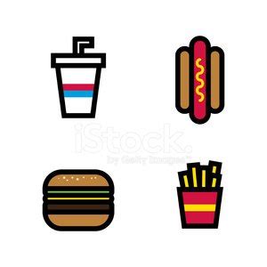 Fast Food And Beverages Cartoon Illustration Stock Clipart | Royalty ...