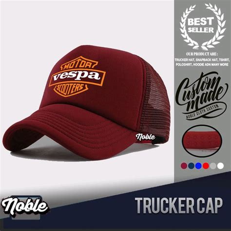 Jual Topi Jaring Trucker Hat Distro Casual Vespa Otomotif Racing Motor