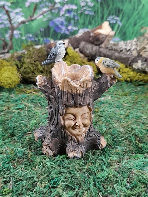 Fairy Garden Tree Stump Bird Bath With Birds A Fairy Garden