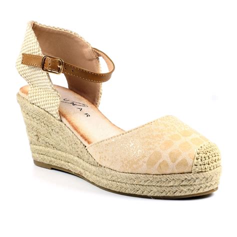 Lunar Craster Beige Wedge - Ladies Sandals from Lunar Shoes UK