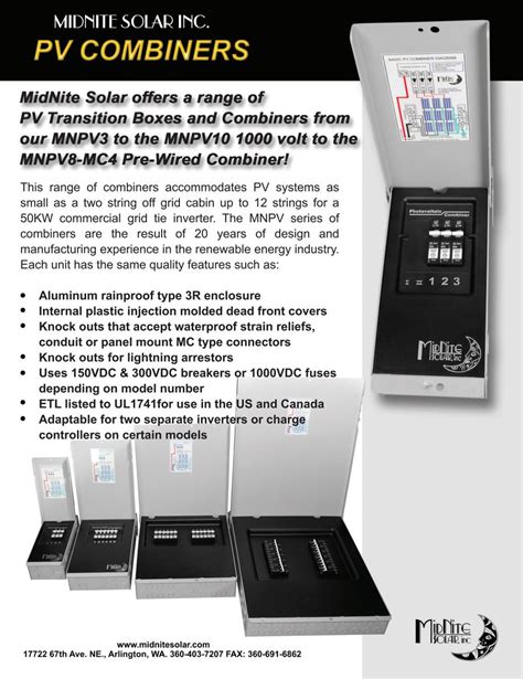 Stellavolta Midnite Solar Mnpv6 Combiner Nema 3r Aluminum