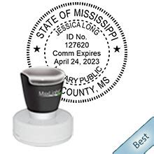 Mississippi Notary Pre Inked Round Stamp Ships Next Day Free Shipping