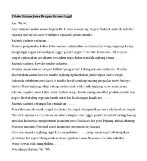 contoh pidato  jawa singkat krama inggil perpisahan dll