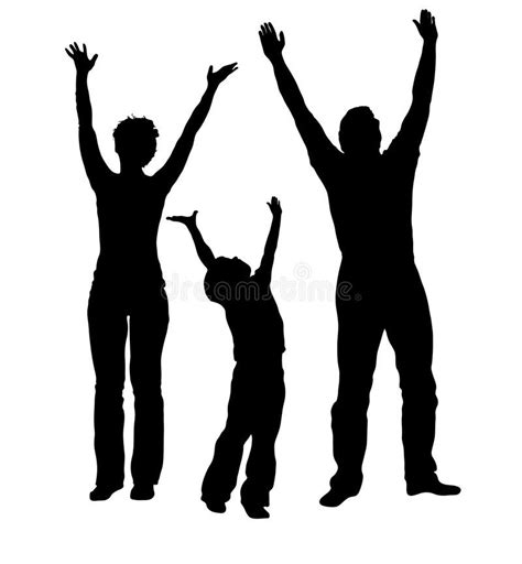 Family with hands up. Vector family with hands up silhouette , # ...