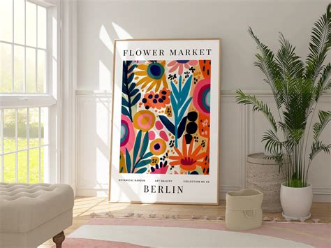 Berlin Flower Market Poster Colourful Botanical Print Modern Electric