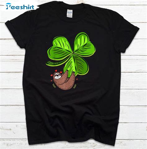 Sloth Shamrock St Patricks Day Shirt Funny Sloth Irish Long Sleeve Hoodie