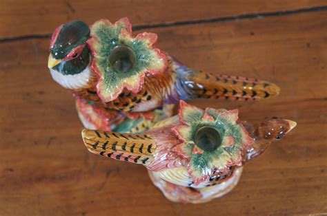 Fitz Floyd Autumn Bounty Pheasant Bird Thanksgiving Candle Holders