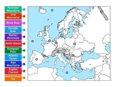 Physical features of europe map - Teaching resources