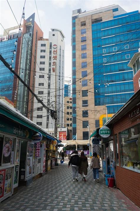 Haeundae Market Near Haeundae Beach a Famous Beach in Busan during ...