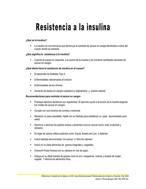 Resistencia A La Insulina Pdf