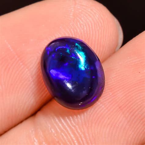 Natural Black Ethiopian Opal Oval Shape Cabochon Gemstone X X Mm