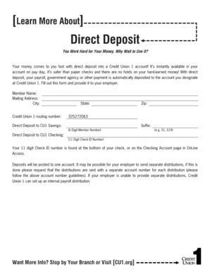 Credit Union Direct Deposit Form Fill Online Printable Fillable