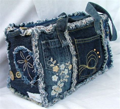 DENIM PATCHWORK SHOULDER BAG Denim Bag Patterns Recycled Jeans Bag