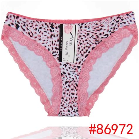 2015 New Lace Trim Cotton Bikini Panties Sexy Leopard Lady Brief