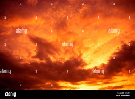 Dramatic Red Sky At Sunset Stock Photo Alamy