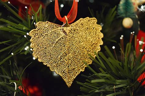 Real Leaf Ornaments 24k Gold Plated Real Cottonwood Leaf Etsy