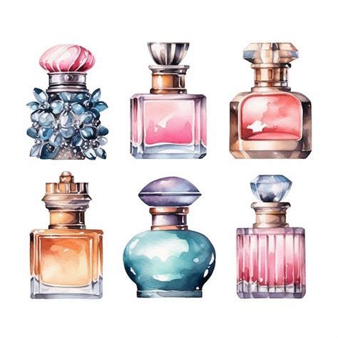 Premium Ai Image A Painting Of A Set Of Perfume Bottles With