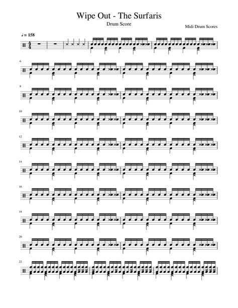 Wipe Out The Surfaris Sheet Music For Percussion Download Free In