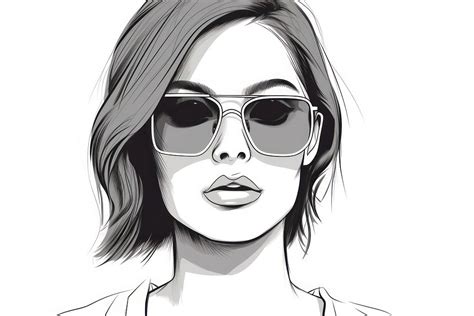 Women Wear Sunglasses Sketch Drawing Free Photo Illustration Rawpixel