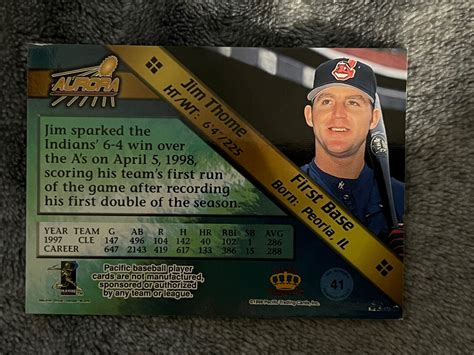 1998 Pacific Aurora Pennant Fever 41 Jim Thome For Sale Online EBay