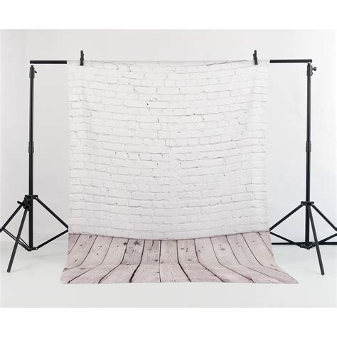 Allenjoy 5x7ft Soft Fabric White Brick Wall With Grey Wood Floor