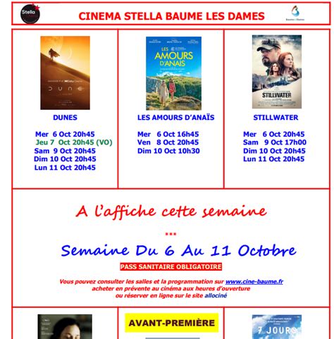 Voillans village du Doubs site officiel Cinéma Stella à l Affiche