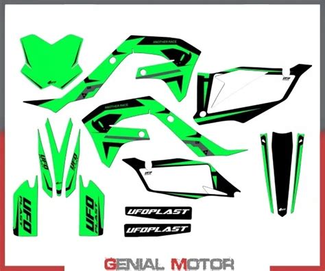 KIT GRAFICHE DECALCOMANIE Ufo Plast Apodis Verde Flu Kawasaki KXF 250