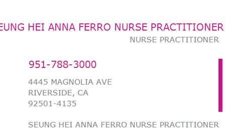 Npi Number Seung Hei Anna Ferro Nurse Practitioner