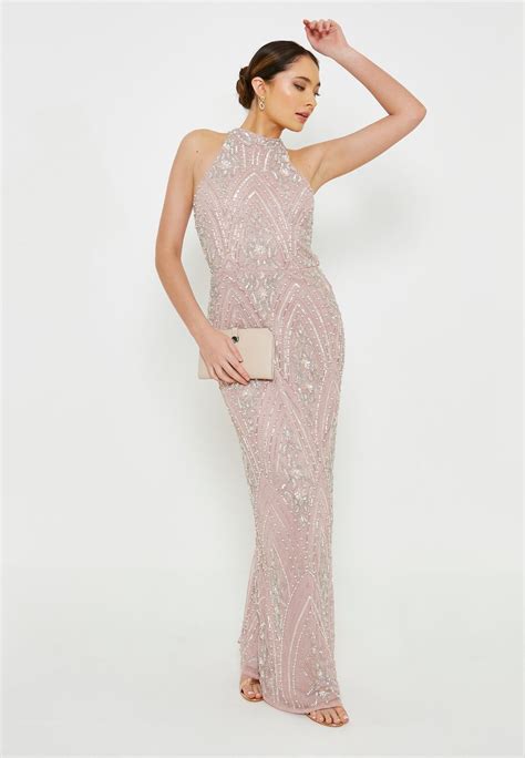 Beauut Embellished Sequins Maxi Galajurk Frosted Pink Roze Zalando Nl