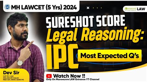 MH LAWCET 5 Yrs 2024 Legal Reasoning IPC Most Important Question