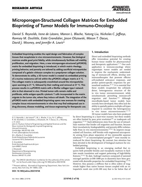 Microporogen Structured Collagen Matrices For Embedded Bioprinting Of